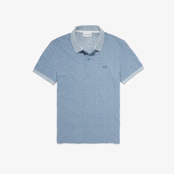 Lacoste Printed Slim Fit Cotton Piqué Polo - Polo Pánské Bílé / Blankyt | CZ-NbhEmz